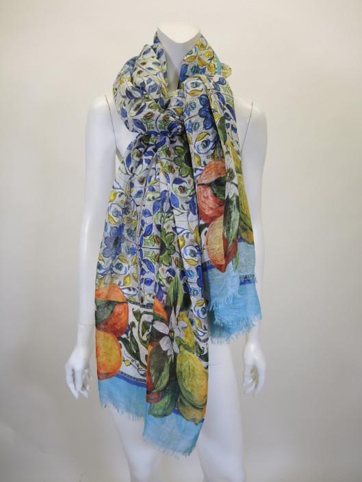 DOLCE & GABBANA Floral Mosaic Large Knit Scarf Retailed for $600, sold in one day for $249.