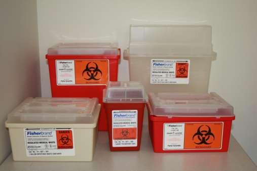 Biological Waste Disposal / Supplies Sharps Containers Must be labeled with a biohazard symbol and are required to be puncture
