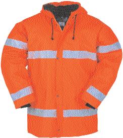 7857 Fuego 7857 A2FC1 FC1 hi-vis orange Flexothane hi-vis winter jacket foldaway hood in collar / underarm ventilation / zip and press stud closure / detachable fur lining in body / 2 inset pockets /