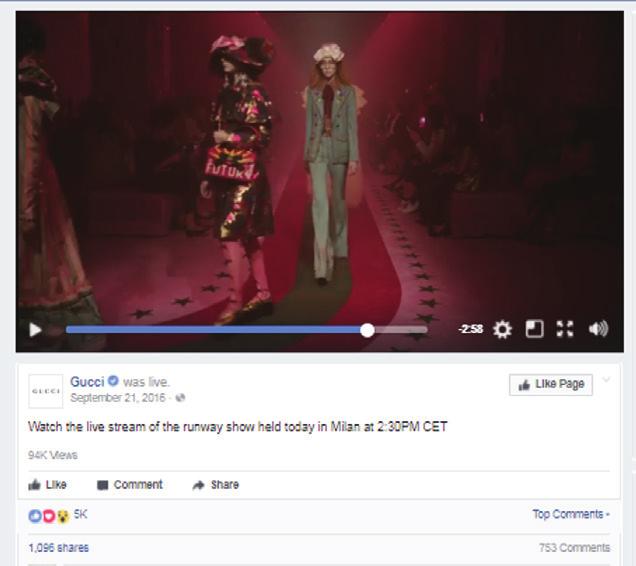 2017 And We re Live Fans experience Gucci s live runway experience in Milan, garnering over 70k views and 4k reactions.