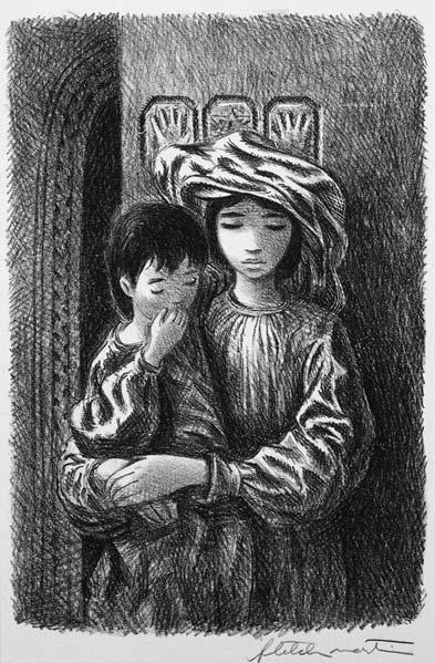 133 134 133. Fletcher Martin (American, 1904-1979) Arab Children, published by Associated American Artists. Signed Fletcher Martin in pencil l.r., identified on an AAA label affixed to the mat.