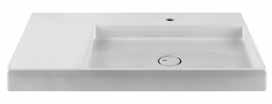 505 x 400 x 176 h mm 37537 No hole for tap 37539 Ceramic wall-mounted or counter washbasin with