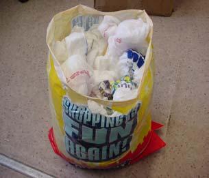 When you bring a bag of shopping bags for recycle, you will be eligible for the monthly drawing for recyclers. bring them to us here at the CTC Environmental Department.