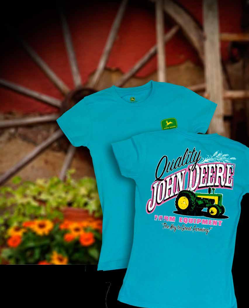 WOMEN'S APPAREL OPEN STOCK Our John Deere 2300 style tee shirts are crafted from 100% premium ringspun cotton for a softer feel.