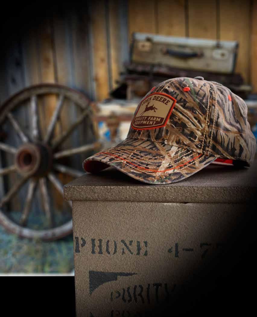 HEADWEAR MEN'S The J. America 1308 and 2308 John Deere headwear is made to order, using premium materials with exclusive details.