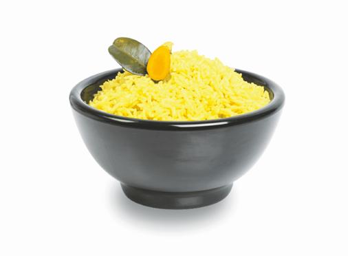How to Make Turmeric Rice Heat oil in a saucepan with diced onions for about 5 minutes on medium heat. Add the turmeric, garlic and bell peppers for another few minutes. Add water and rice.
