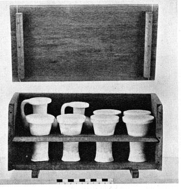 XXVI, 86 BULLETIN OF THE MUSEUM OF FINE ARTS Wooden toilet box (restored) with ointment jars.
