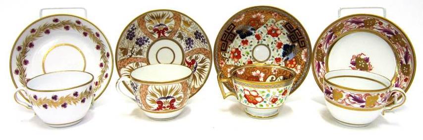 illustrated) 162 FOUR EARLY 19th CENTURY TEA CUPS AND SAUCERS 80-100 163 A PAIR OF MID 19th CENTURY OVAL DISHES Each painted with a female figure dressed in classical robes playing instruments,