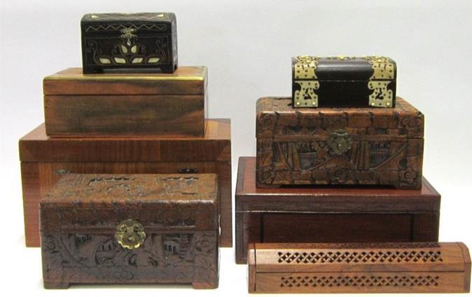 63 x 48cm (3) Lot 318 318 A 19TH CENTURY ANGLO INDIAN WORK BOX Carved with an elephant,