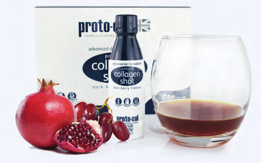 proto-col collagen shot collagen shot is a natural dark berry flavoured anti-ageing collagen drink.