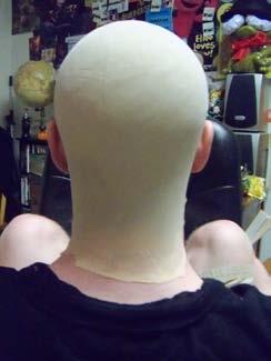 A reminder: do your best to smooth out all of the wrinkles in the bald cap.