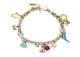 80cm long, with dust bag, box and authenticity card 100-150 643 Dodo Pomellato silver and gold charm bracelet