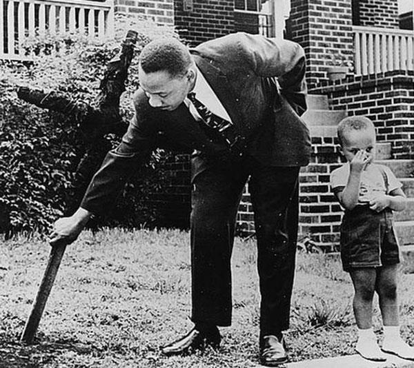 12. Martin Luther King, Jr removes a burned