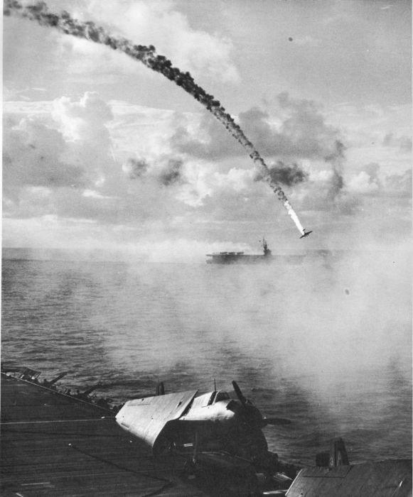 17. A Japanese plane is shot down