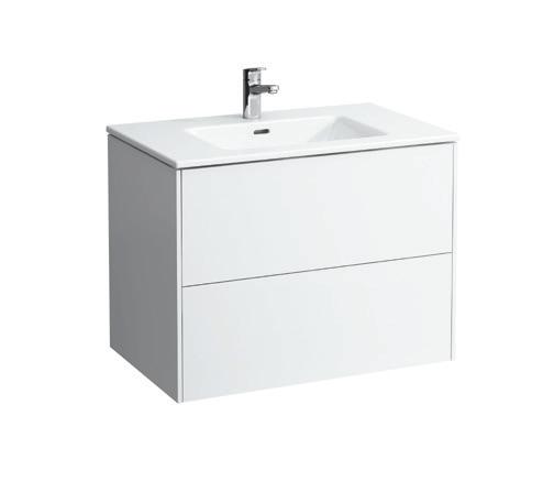 BASE FURNITURE FOR PRO S SLIM PACKS Tap Holes one Combination from PRO S Washbasin slim 80 with BASE vanity unit, CITYPRO Washbasin mixer, BASE mirror cabinet and tall cabinet, PRO Wall-hung WC,