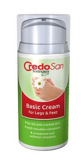 Basic cream CredoSan Basic Cream for Legs & Feet, with valuable colostrum, supplies moisture to the skin sustainably and helps to bind in the moisture in the long term.