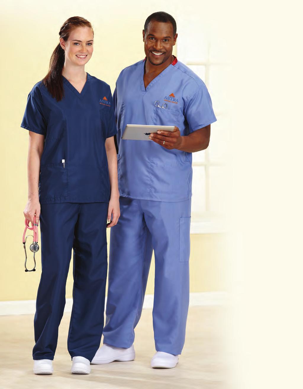 Scrub tops, pants & jackets Scrub Top 72SA Polyester Scrub Tops & Pants These unisex scrubs are reversible for twice the wear. Comfortable fit for all body types.