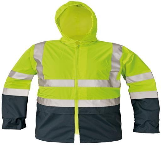 Hi-Visibility raincoat Cerva EPPING Made of 100% polyester with 100% PU coating. Quality 195 gr/m². 3M Scotchlite reflective tape. Taped seams. Without liner. Hood in collar.