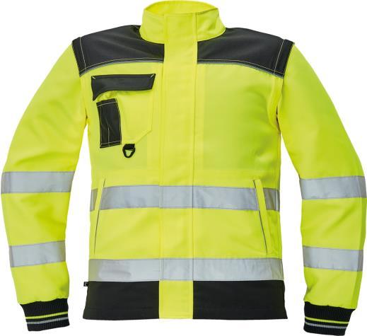 Work jacket KNOXFIELD CERVA HI-VIS Made of 80% polyester and 20% cotton. Quality 290 gr/m². Working jacket with a stand up collar. Modern pattern.