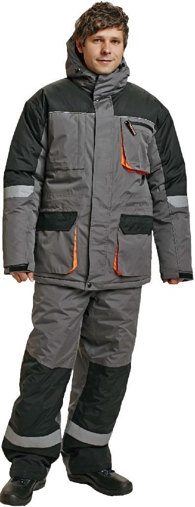 493045 3XL Black/orange Winter coat Australian Line EMERTON Made of 100% polyester micro/pu, insulated by polyester 300 gr/m².