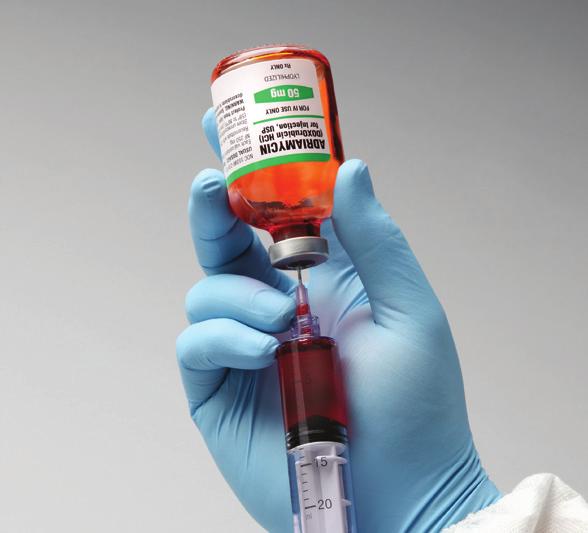 Using a 30mL syringe and a 20G needle, reconstitute the doxorubicin vial with 9%