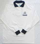 collar on front & lifeguard on back Long Sleeve Polo Polyester Mock Mesh Long Sleeve T-Shirt LG614 White Body Navy