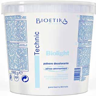 TECHNIC BIOLIGHT BLEACHING POWDER WITHOUT AMMONIA Bleaching powder nonvolatile without ammonia for a delicate and progressive lightening, without depleting hair structure.
