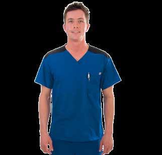SECTION 4 MEDICAL SCRUBS Double pen pocket Chest pocket with name badge tab 2 patch pockets Side slits