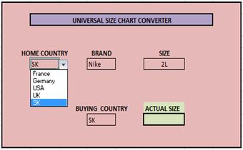 Following are the steps to use the universal size converter Step1: Select the Home country (Figure 12) Figure 15: Select the country from which country want to buy.
