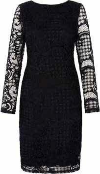 LINING: 100% Polyester 189 $ 90 189 USD STYLE: YADD21 DESCRIPTION: Stretched lace bodycon dress COLOURS: Black SLEEVE: 3/4