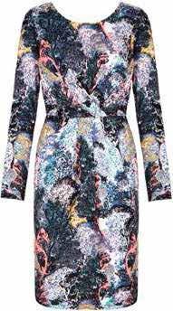 YADD11 DESCRIPTION: Tree printed dress with zip detail COLOURS: Multi SLEEVE: Long sleeves LENGTH: 109cm FIT: