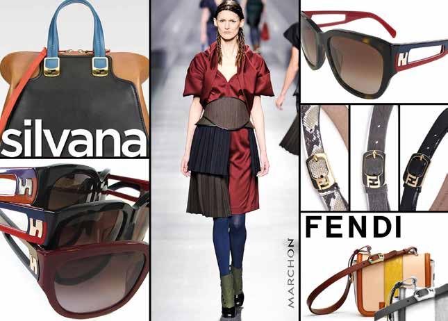 The unique temple is inspired by the buckle on the Silvana bag and features 3 layers of custom acetate in traditional Fendi color