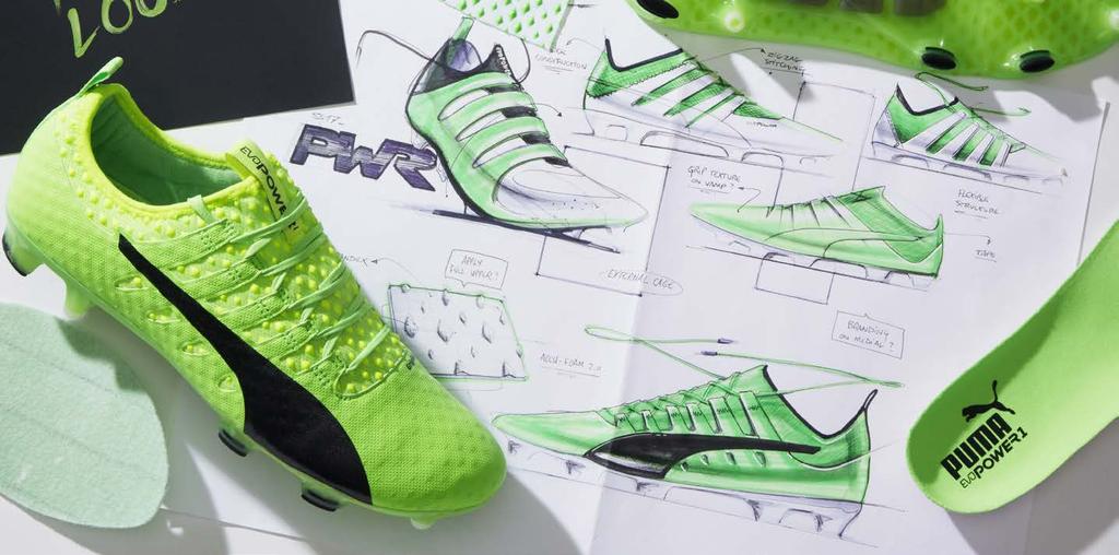 THEFOOTWEAREYE DESIGN Puma s New Soccer Technology PUMA HAS INTRODUCED THE EVOPOWER VIGOR, a new soccer boot that uses a waterborne polyurethane technology on its upper that the company says improves