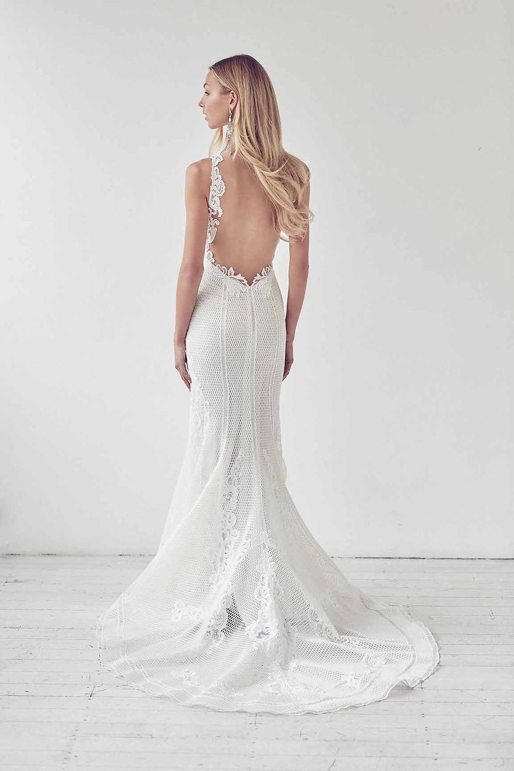 Angelic Gown - IL36 Exclusively hand embroidered lace over honeycomb mesh