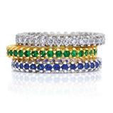 . R7158: iamond, tsavorite, and sapphire stackable bands, 18K y.g.