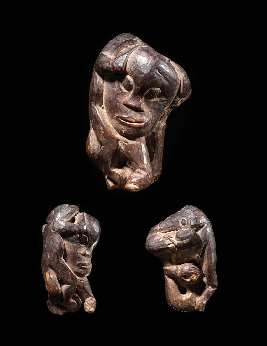 3 ~ Zoomorphic Amulet Figure Dayak, Borneo, Indonesia Early 20th century Height: 3 inches / 7.