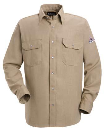 shirts» 4.5 Oz. SHORT SLEEVE UNIFORM SHIRT Banded, topstitched collar Hemmed sleeve ends Placket front with button closure Fabric: Flame-resistant, 4.5 oz. NOMEX IIIA Protection: Arc Rating ATPV 4.