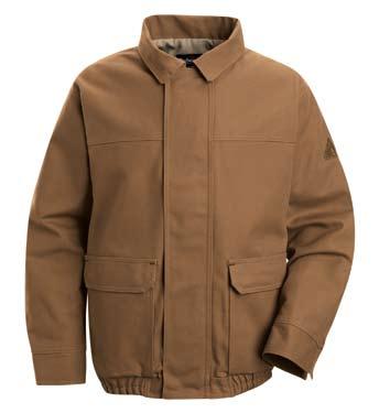 outerwear & Coverings» BROWN DUCK Lined bomber jacket Separating, heavy-duty, Nomex taped brass zipper, fully covered with two-layer storm flap, concealed snap closure Flame-resistant corduroy