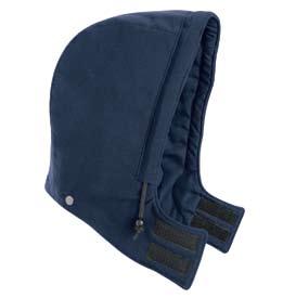 Accessories» UNIVERSAL FIT SNAP-ON INSULATED HOOD Hook and loop close at front neck Drawstring around face opening Sized to fit over hard hat Snaps to all insulated coats/jackets Fabric: Outershell -
