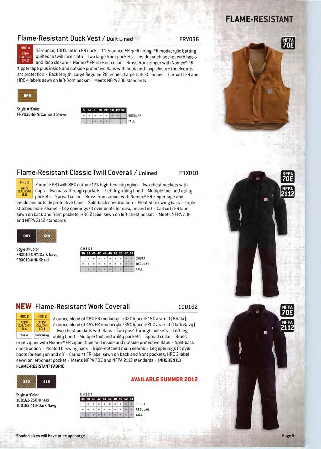 Flame-Resistant Duck Vest / Ouilt Lined FRV036 13-ounce, 100% cotton FR duck 11.