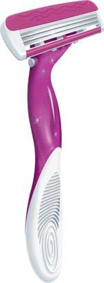 For a perfect and pleasurable shave Fixed head and triple-blade technology for a close and smooth shave Lubricating strip with Aloe provides great smoothness and less irritation Curved handle design