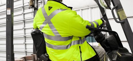 NEW HIGH-VISIBILITY SAFETY ENHANCEMENTS KNOW WHEN PEOPLE ARE Straight up and down, left to right retro reflective tape creates a standard "H" design when people are facing you.