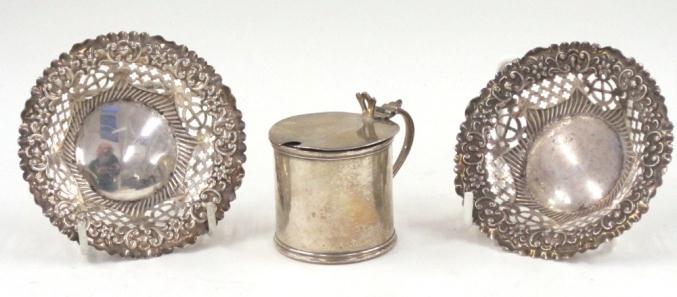 Saucer; and a small Bowl with shaped rim, (most with damages) and a pair of carved wood horses (6) 30-50 45. An Edwardian silver Sauce Boat of Georgian style. Mark of Williams Ltd, Birmingham, 1902.