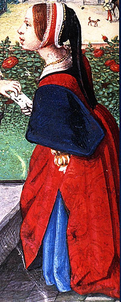 Bathsheba Simon Bening mid 1530s This image clearly shows how flat the French hood is on the top.