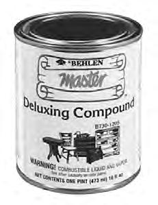 RUBBING MEDIUMS SPECIALTY FINISH DELUXING COMPOUND A combination of waxes and buffing materials which produce a smooth, hard,