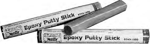 EPOXY PUTTY STICK Contains resin and hardener in an easy to mix tube form. Break off a piece of the putty stick; knead it and apply to the surface. (10 minutes working time.