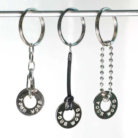 KEYCHAINS POUCH INCLUDED CUSTOM WORD MAIN SHOP Clasp $14 MSRP $7 WHOLESALE PER ITEM KEYCHAIN HAS