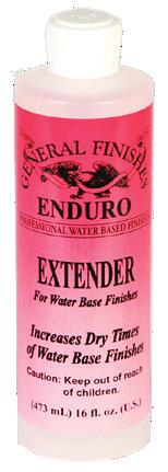 ADDITIVES OILS POLISHES Extender is designed to increase open time of water based finishes.