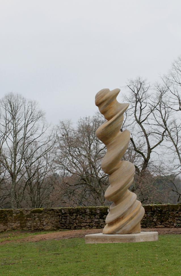 Raoul Hausmann, Untitled, 1968, toothpicks, cloth, map, foam plastic, spoons on polystyrene, 50x42,5 cm, Monumental Addition to the Rochechouart Castle Courtyard: Column, Sculpture by Tony Cragg