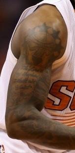 Martin informed the tattooist of what to ink on his arm, and the tattooist did so. Basketball with Stars and Script 88.
